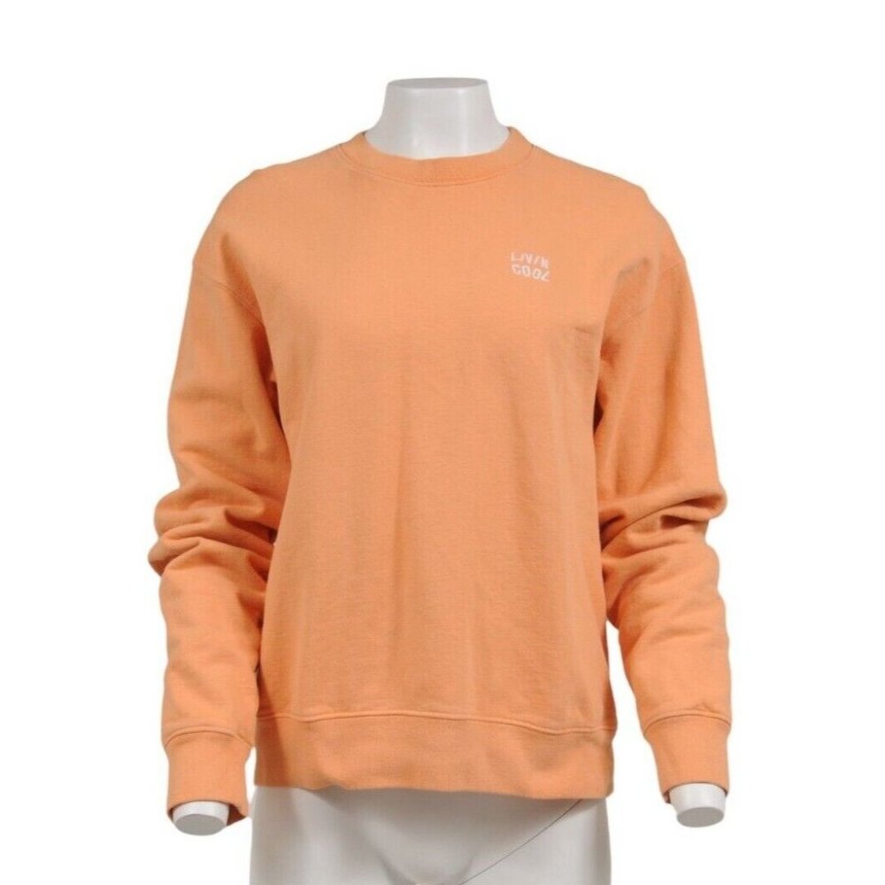 Livin Cool Womens Crewneck Sweater Medium Orange Cotton Pullover Sweatshirt